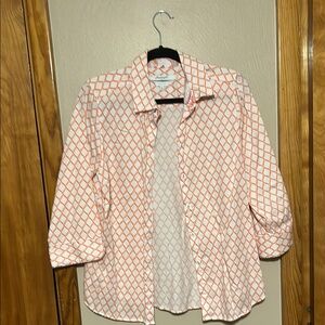 Foxcroft Vibrant Orange and White Geometric Shirt